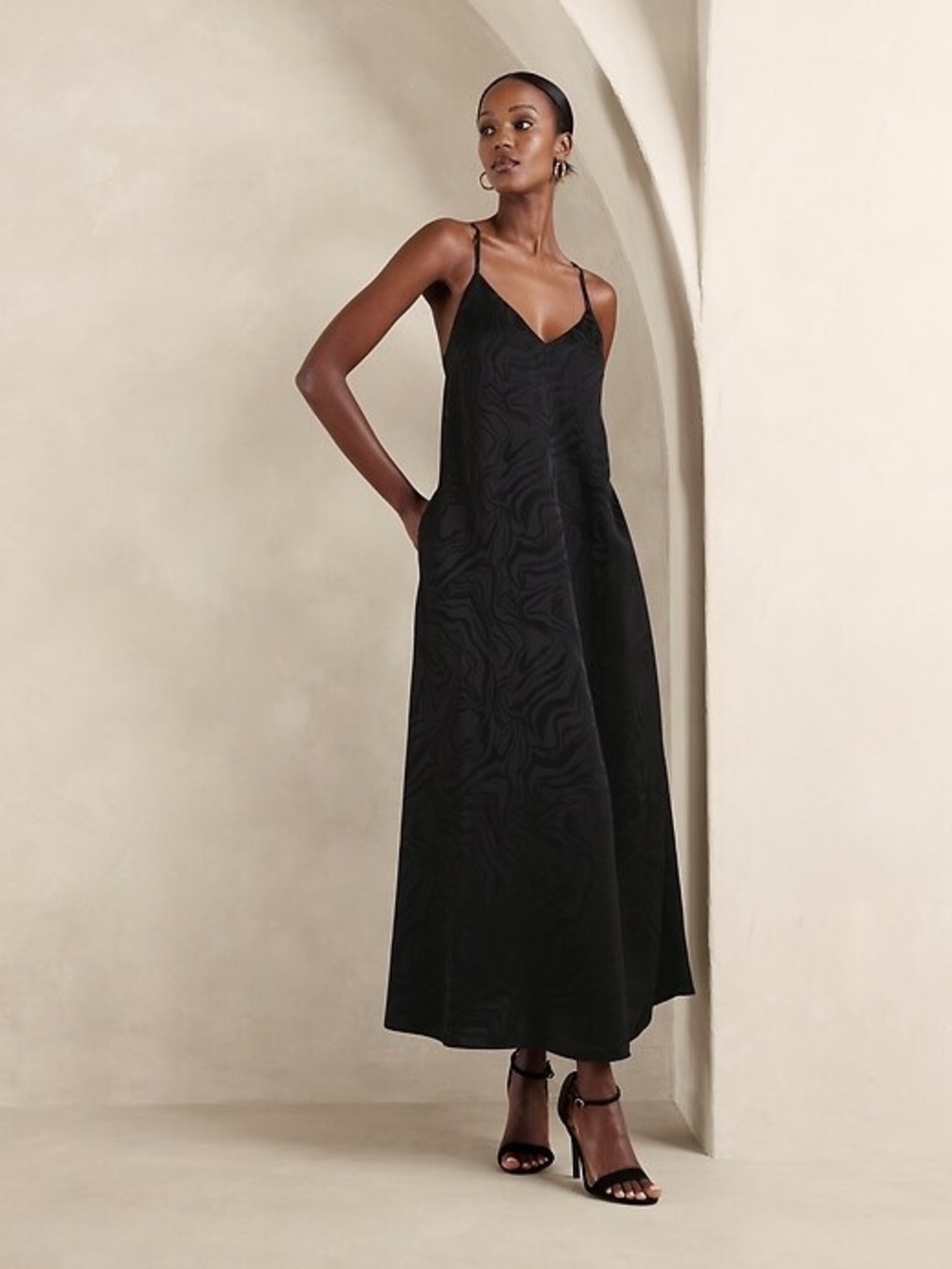BANANA REPUBLIC JACQUARD A-LINE MAXI DRESS